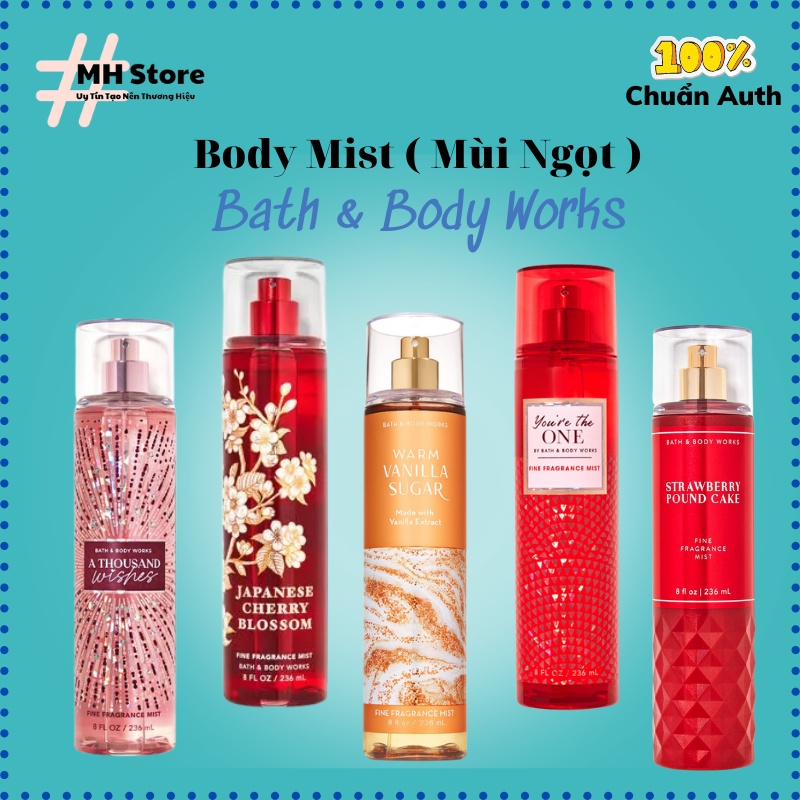 BODY MIST Xịt toàn thân BATH & BODY WORKS Full size 236ml, chính hãng nhập từ Mỹ