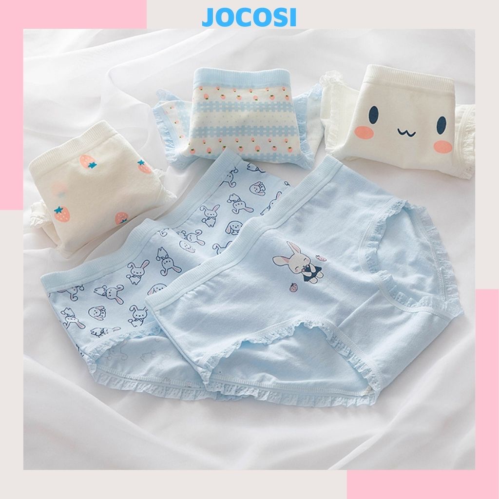 Quần lót nữ cotton ren viền kháng khuẩn thấm hút mồ hôi họa tiết cute dễ thương baby JOCOSI L805