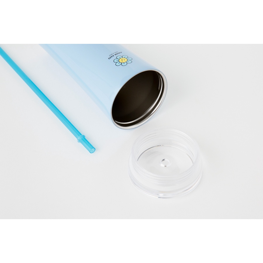 Cốc Nước ARTBOX Hàn Quốc Hình Hoa Cúc Màu Xanh Dương Có Ống Hút 450ml