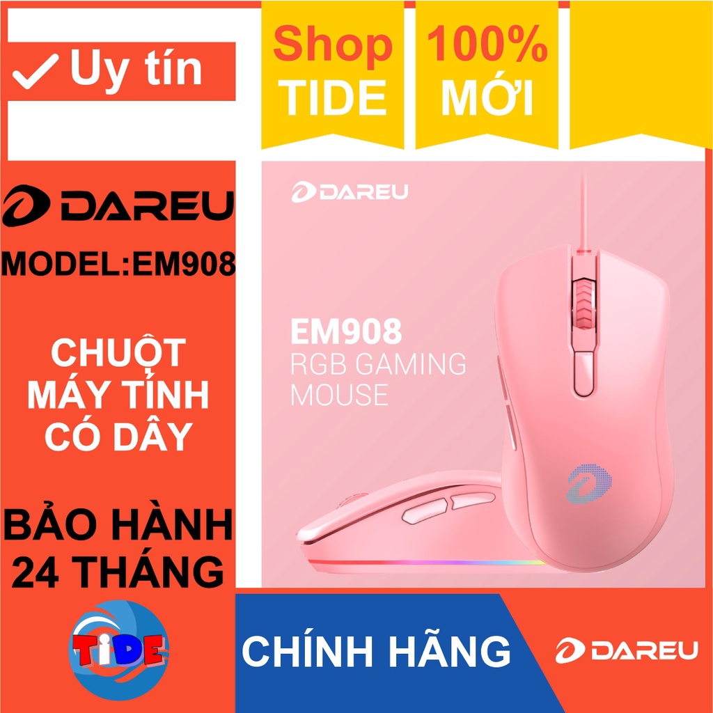 Chuột Gaming có dây Dareu EM908 – Chính hãng – Độ nhạy 6400 DPI – Tốc độ tối đa 150IPS – Bảo hành 24 tháng