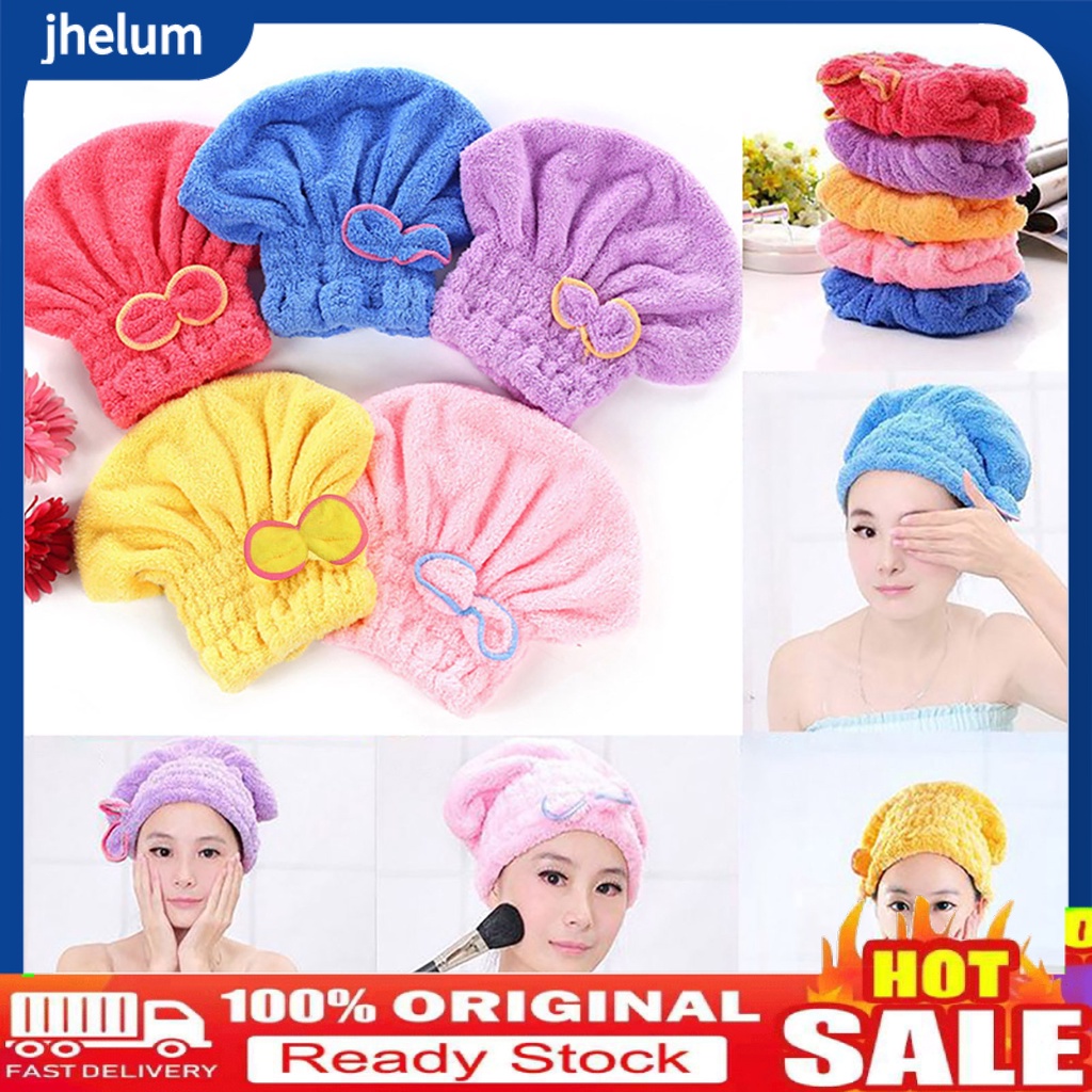 Mũ Tắm Làm Khô Tóc Thấm Hút Nước Nhanh Khô Đính Nơ Dễ Thương Xinh Xắn