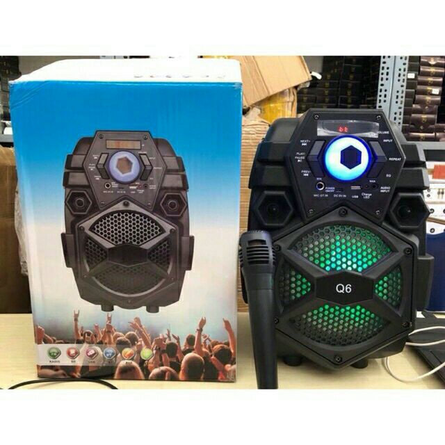 Loa Bluetooth mini Q6 có đèn led kèm micro có dây