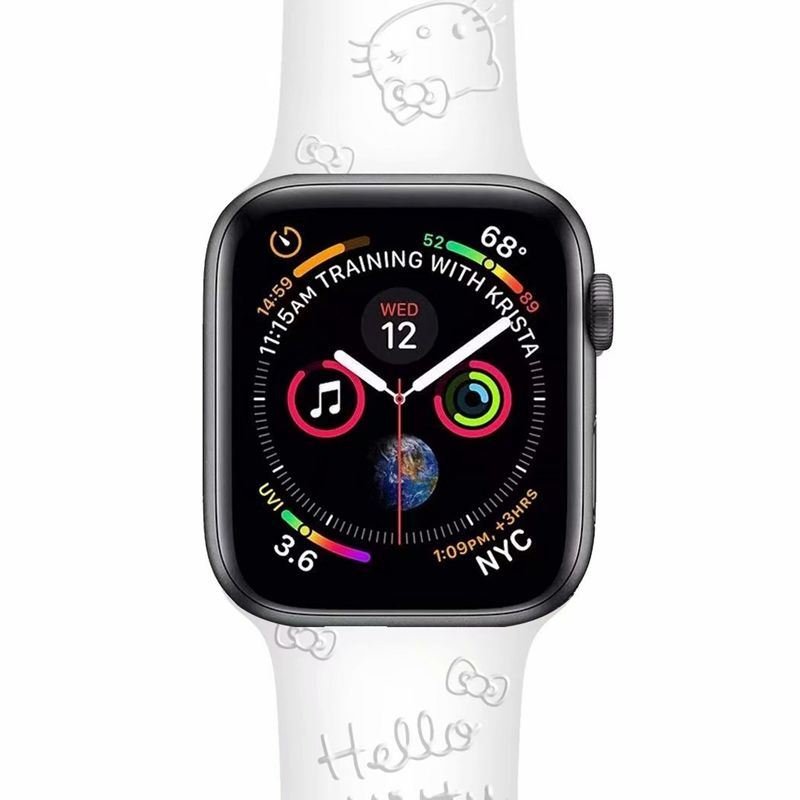 Dây Đeo Đồng Hồ Bằng Silicone Hình Mèo Kitty Cho Apple Watch 38mm 40mm 41mm 42mm 44mm 45mm Series 8 7 6 SE 5 4 3 2 1