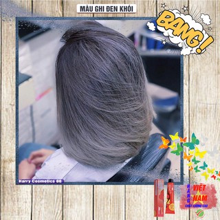 Thuốc nhuộm tóc màu GHI ĐEN KHÓI tại nhà + tặng gang tay và kem trợ nhuộm