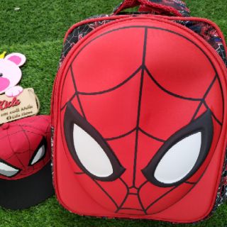 Combo  balo và mũ spider man bé trai