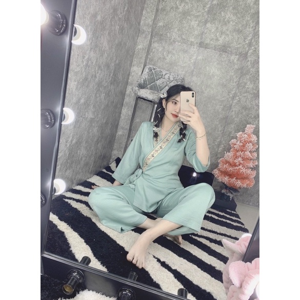 đồ lam cao cấp chất liệu vải linen vải co giãn mềm mại mát không nhăn