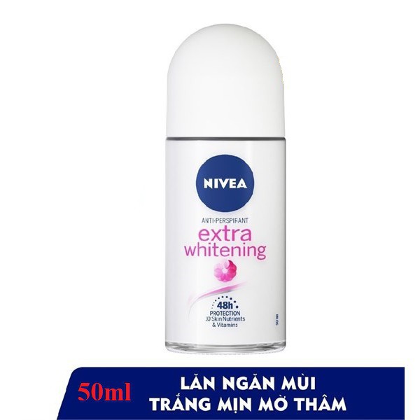 Lăn Khử Mùi Nivea Extra Whitening Trắng Mịn Mờ Vết Thâm 50ml