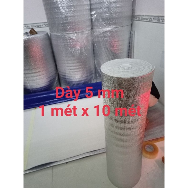Mút xốp OPP (dày 5mm) một mặt bạc khổ 1 mét - cách nhiệt, cách âm, bảo ôn (dài 10 m)