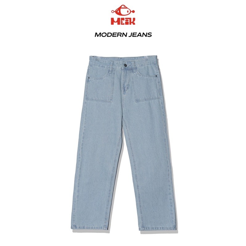 QUẦN JEANS MODERN MEIK.MODISH FORM BAGGY ỐNG SUÔNG TÚI VUÔNG MÀU XANH JEANS NHẠT (QUẦN BÒ LOCAL BRAND)