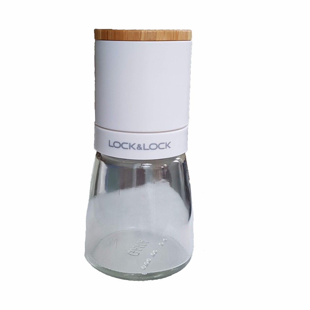 Dụng cụ Xay tiêu Cầm tay Lưỡi sứ Lock&amp;Lock CKO115 140ml (Cối Xay Tiêu Bằng Tay Thủy Tinh Cao Cấp)