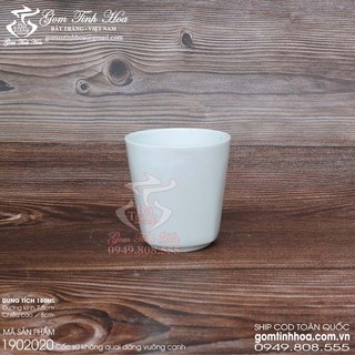 Ly cốc sứ không quai men trắng gốm sứ Bát Tràng cao cấp