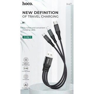 Cáp sạc ngắn 3 đầu Hoco X47