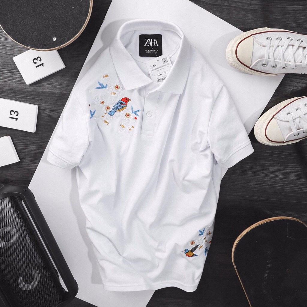 [FreeShip] Áo phông hè 2021 COTON không xù, không giãn có cổ chỉ thêu cao cấp