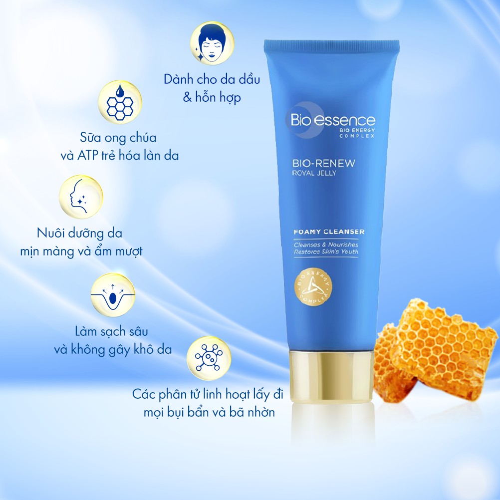 Sữa rửa mặt dưỡng da (da dầu & hỗn hợp) Bio-Renew Bio-Essence Renew Foamy Cleanser tinh chất sữa ong chúa 100g | BigBuy360 - bigbuy360.vn