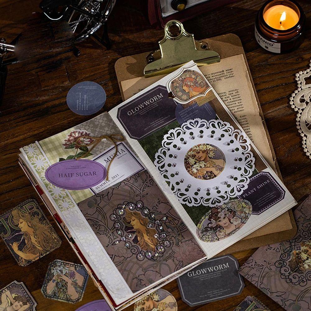 Set 40 Miếng Dán Trang Trí Sổ Tay DIY Phong Cách Retro