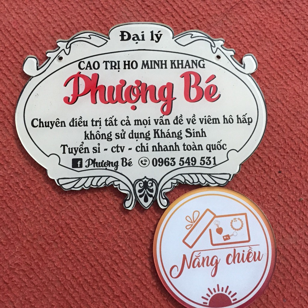 Bảng hiệu mica in tên shop của bạn - Thiết kế hoa văn xinh xắn