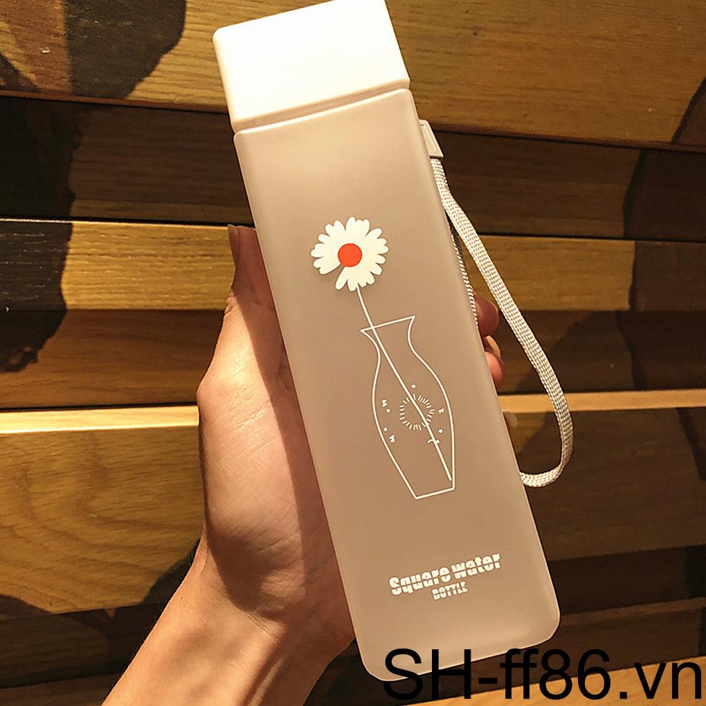 Bình Nước Nhựa Trong Suốt Hình Vuông Dung Tích 500ml ff86