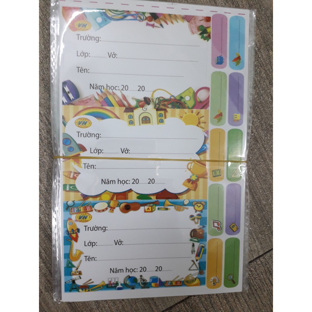 12 cái nhãn vở kèm theo thẻ ghi tên loại to đẹp
