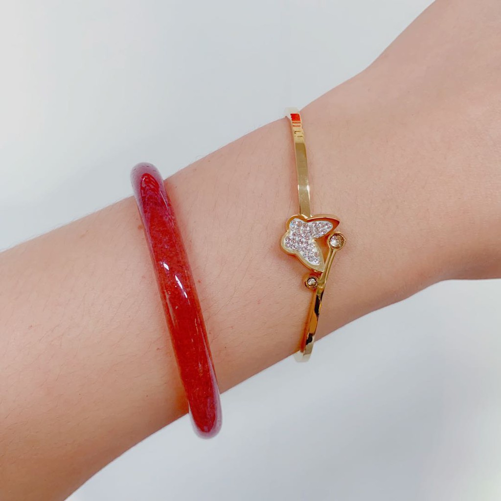 Vòng Tay Mạ Vàng Hồng 18k Hình Bướm Đính Kim Cương Giả Chống Dị Ứng Không Gây Dị Ứng Chống Dị Ứng