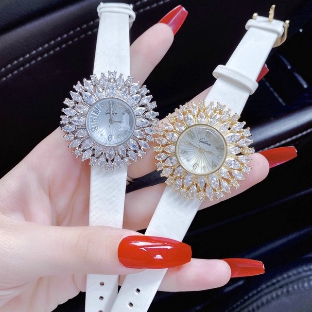 Đồng hồ nữ dây da, đồng hồ đeo tay nữ GULENA chính hãng cao cấp, đính đá cao cấp chuẩn kim cương nhân tạo siêu sang