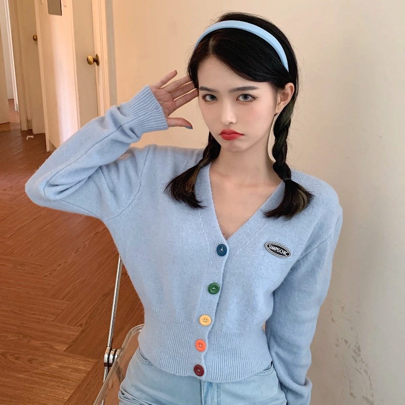 Áo Khoác Cardigan Dài Tay Cổ Chữ V Phối Nút Phong Cách Hàn Quốc 7285 | BigBuy360 - bigbuy360.vn