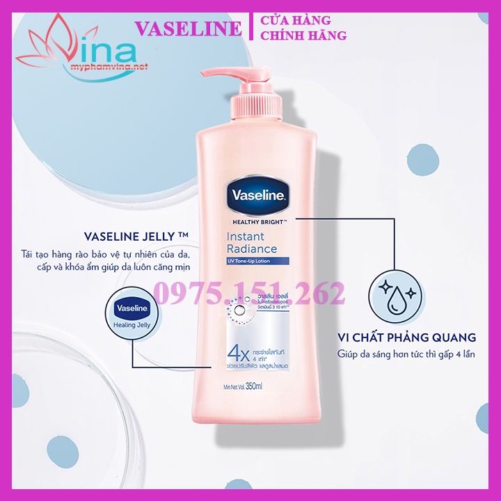 Sữa dưỡng thể Vaseline Trắng da tức thì chai 350ml