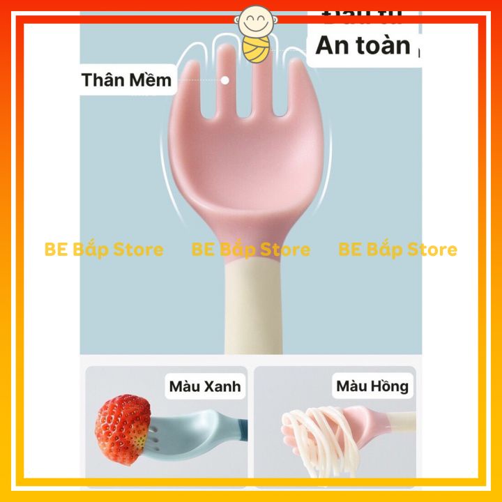 ⚡BÁN LỖ XIN ĐÁNH GIÁ 5 SAO⚡ Thìa Dĩa Uốn Cong 360 độ Cho Bé Tập Xúc Có Hộp Xinh Xắn