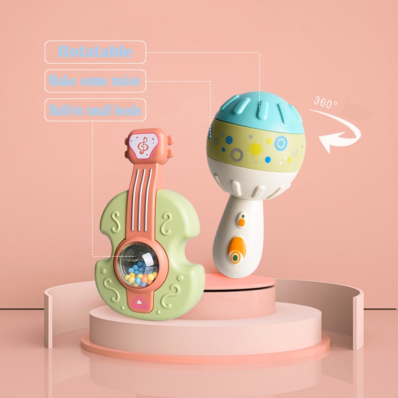 Đồ chơi lục lạc nhiều màu sắc hình chiếc loa/đàn guitar/búa cát nhiều màu sắc