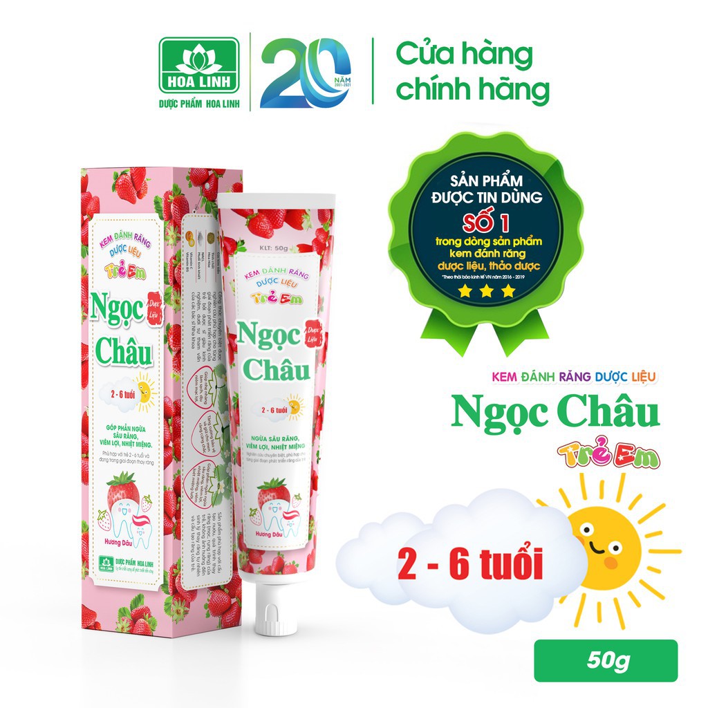 Kem đánh răng dược liệu Ngọc Châu Trẻ Em hương dâu