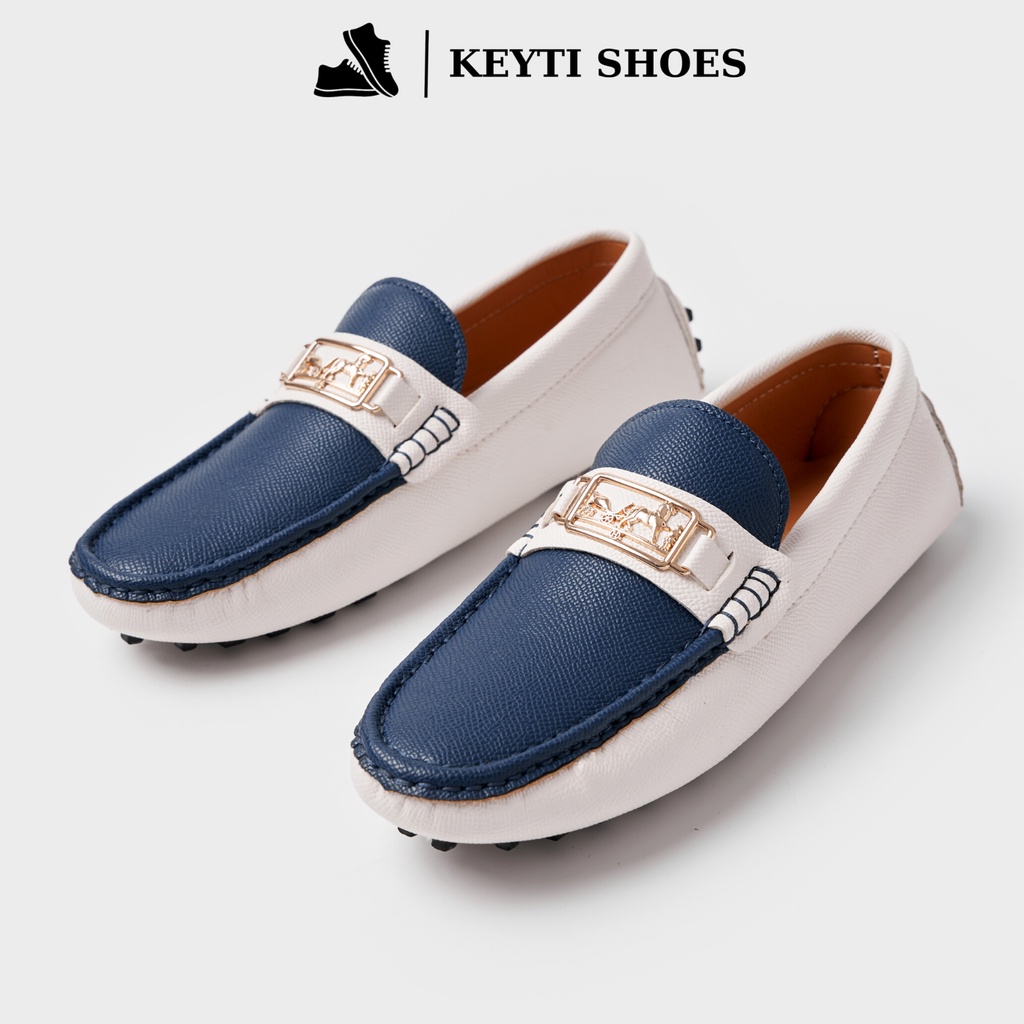 Giày lười nam Hermes, đế cao su non siêu êm, da nguyên tấm 100%