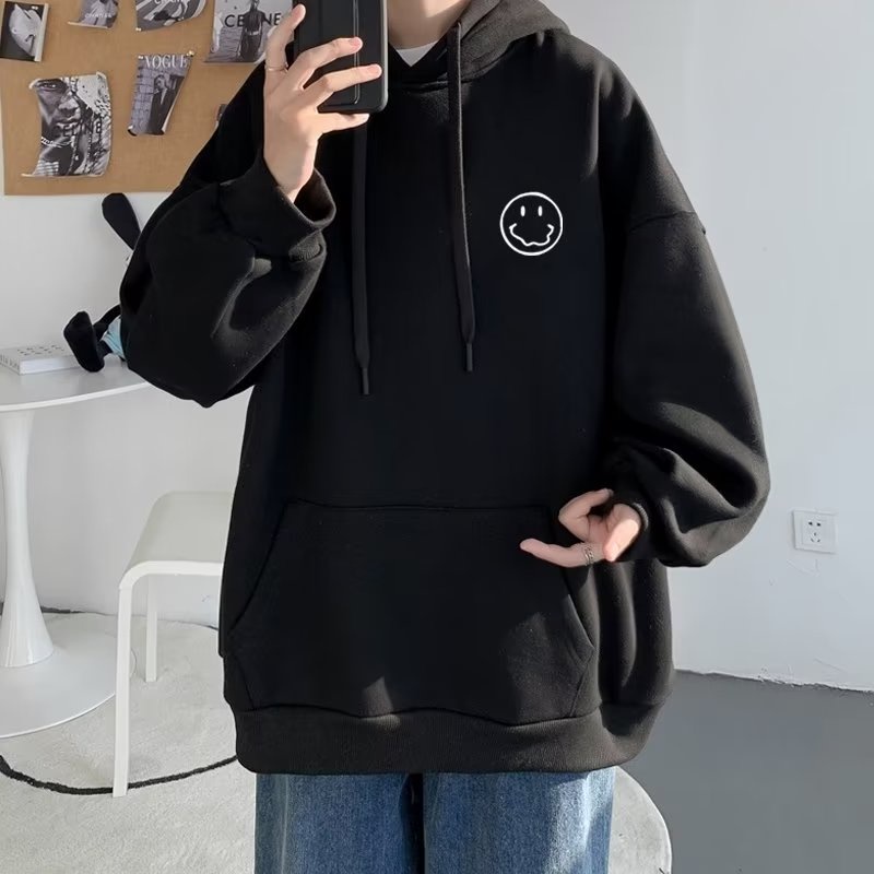 Kích Thước M-8XL. Áo hoodie Tay Dài In Hình Mặt Cười Dễ Thương Phong Cách hip hop Đường Phố Mỹ Thời Trang Thu Đông Cho Nam