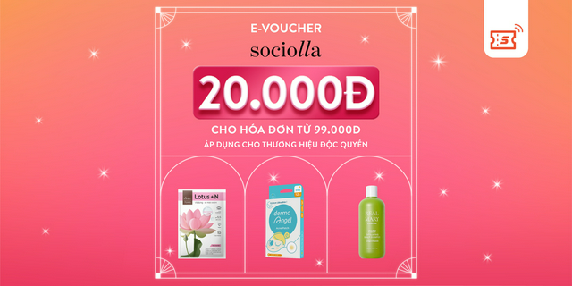 Thương hiệu độc quyền [E-voucher] Mã giảm 20K cho hoá đơn từ 99K tại website/app của Sociolla