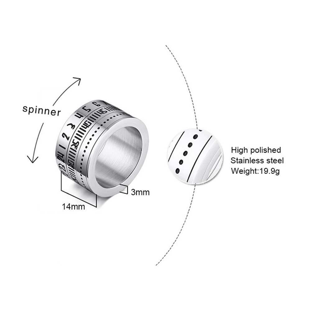 Nhẫn thép titan xoay 3 phần phong cách vintage cho nam