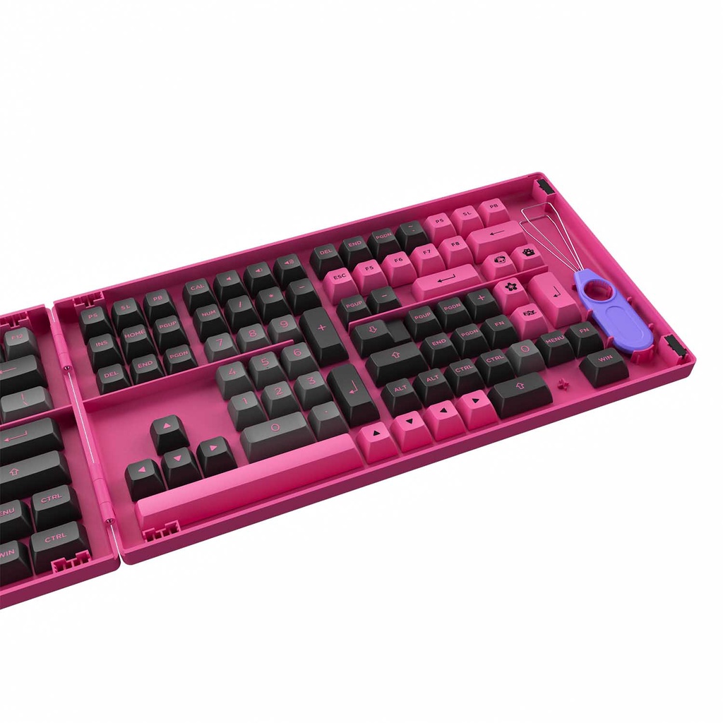 Keycap Cho Bàn Phím Cơ Akko Set – Black &amp; Rose (PBT Double-Shot/ASA profile/197 nút) | Ezpc