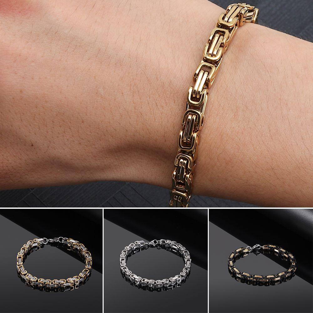 ROSE New Bracelet|Color Stainless Steel Link Chain Gift|Black Men Fashion Bangle