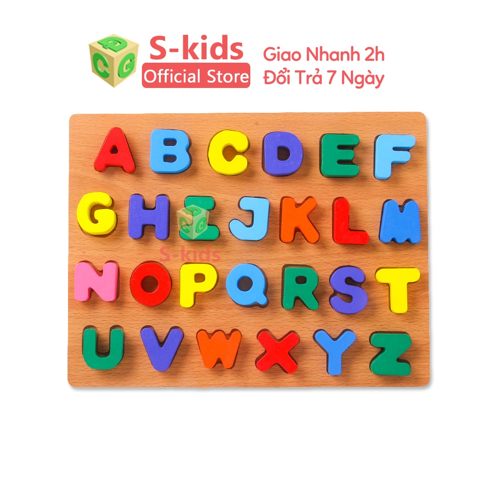 Đồ Chơi Gỗ S-kids, Combo 2 bảng chữ cái tiếng Anh và số đếm gỗ nổi 20 x 30 cm