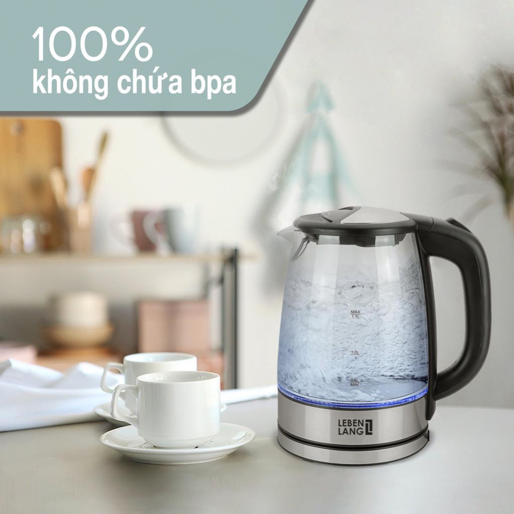 Ấm siêu tốc bình siêu tốc thủy tinh LEBENLANG LBL2879 1.7 lít công suất 2200W, bảo hành đổi trả trong 2 năm