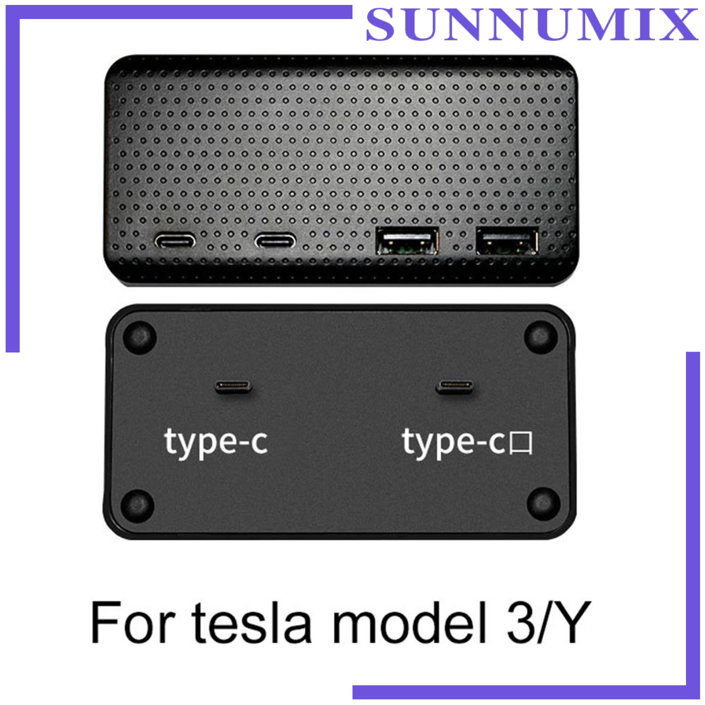 [SUNNIMIX]Car USB HUB Splitter Center Console Adapter for Tesla Model 3 Y 2021 4-in-1