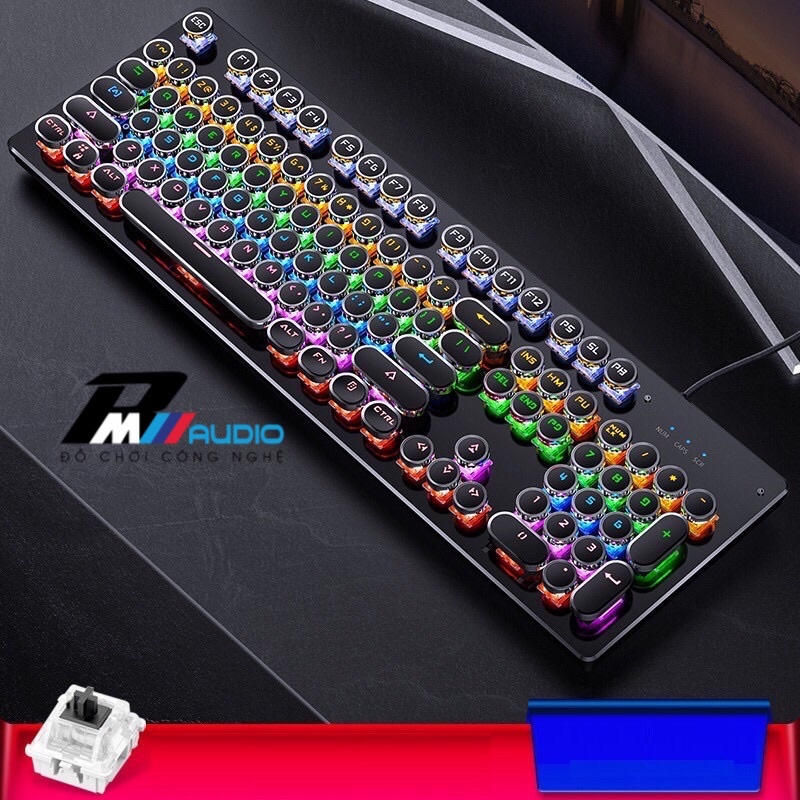 Bàn phím cơ Gaming YINDIAO ZK-4 Blue / Black Switch, Nút tròn,nhiều chế độ led (Đen) -BMVAUDIO