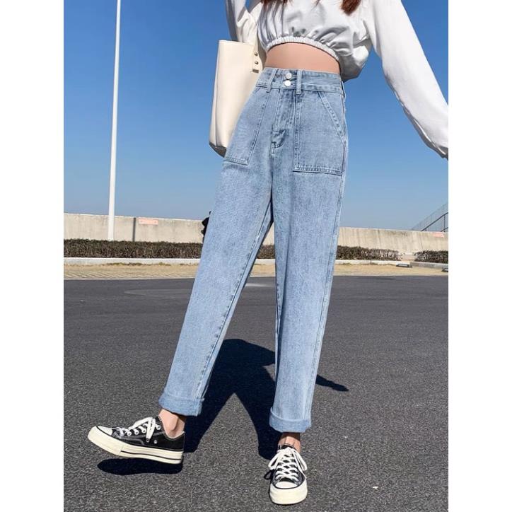 SẴN Quần jean baggy nữ lưng cao, quần bò form đẹp đi học ulzzang thời trang nữ