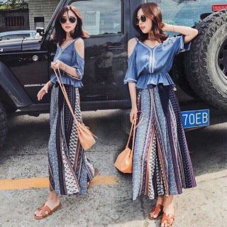 Set áo thổ cẩm + quần ống rộng