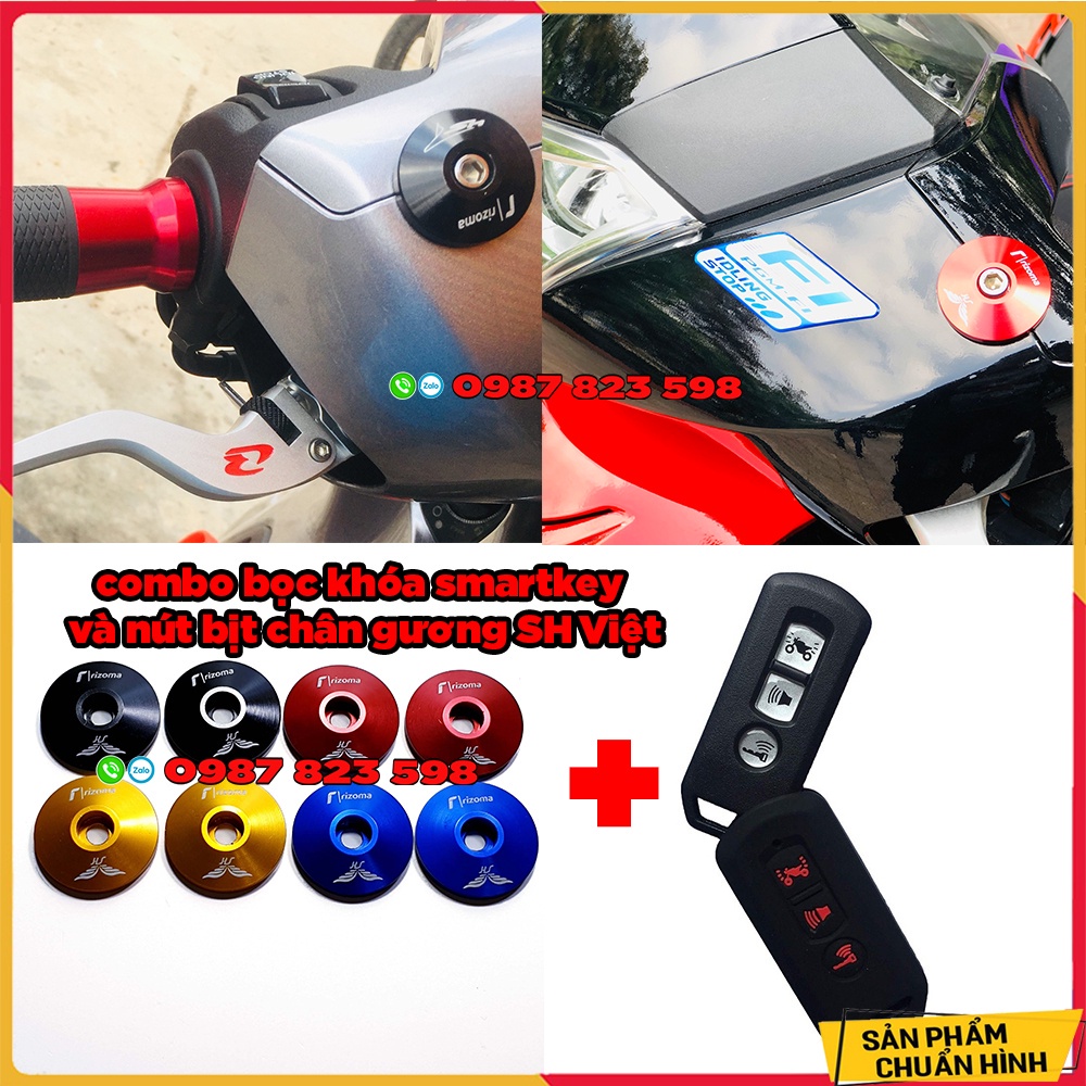 ✅ Combo Nút Bịt Chân Gương + Bọc Chìa Khóa Smartkey SH Việt 2016 Tới SH 2020-22 ✅