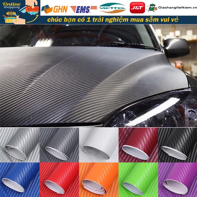 Combo 5 mét decal vân carbon