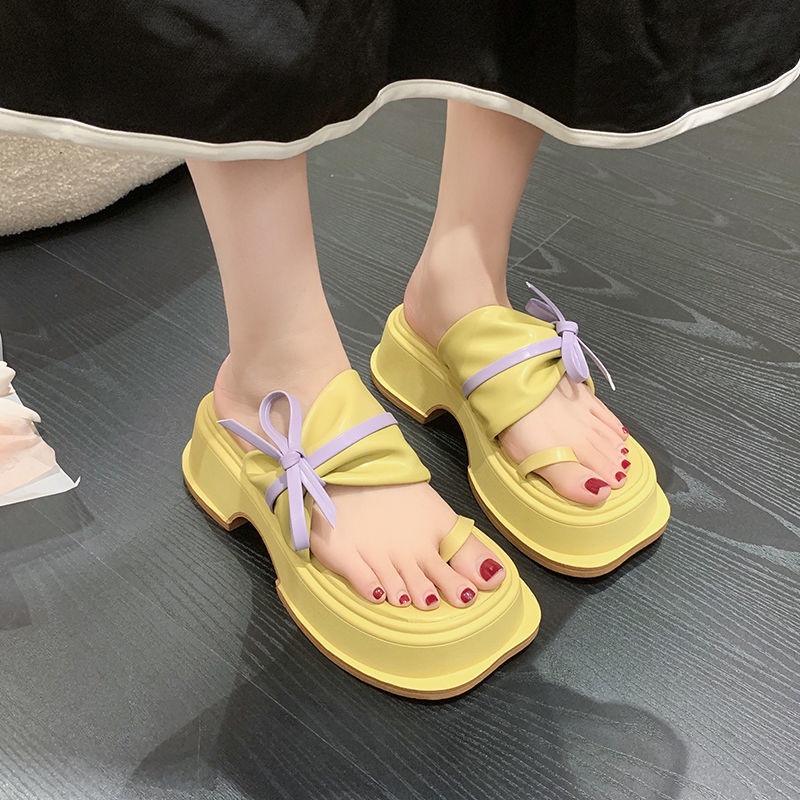 Dép Sandal Đế Dày Trang Trí Nơ Thời Trang Mới
