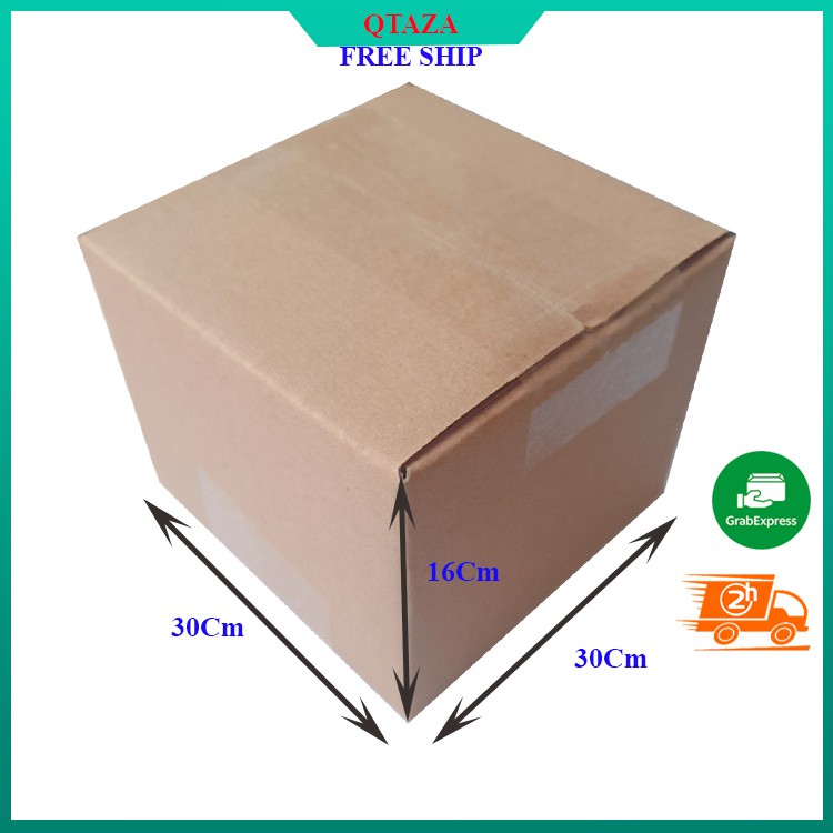 Hộp giấy carton gói hàng, thùng ship cod bìa cứng nhiều lớp sóng giấy kích thước 35*30*16 – QTAZA-03