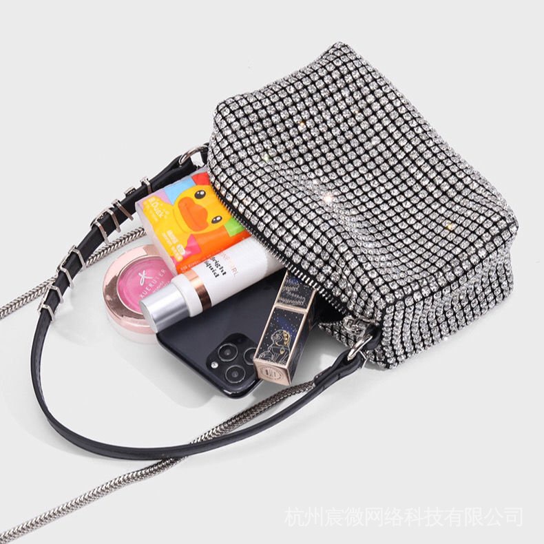 Túi Xách Đeo Vai Hình Vuông Nhỏ Gọn Đính Đá Lấp Lánh Phong Cách Mới 2021 Thời Trang Cho Nữ