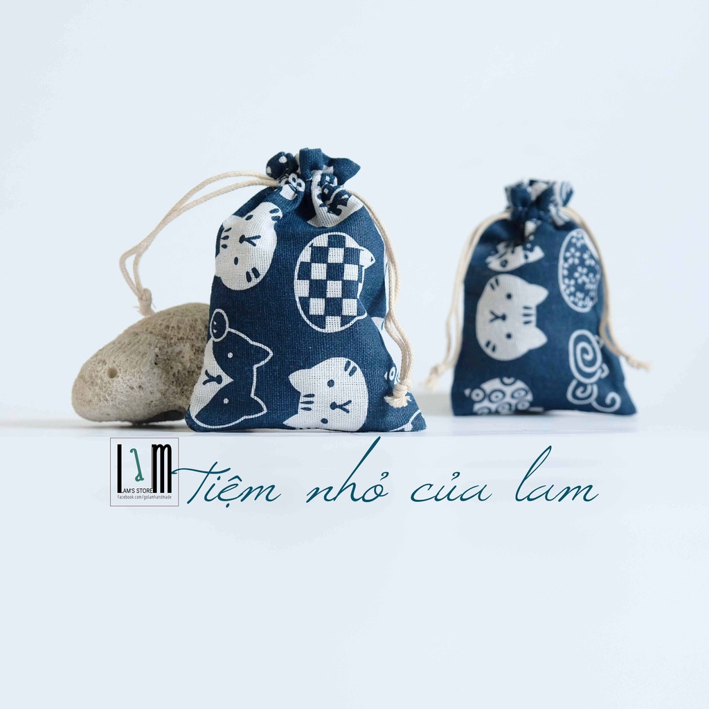 Túi vải rút nhỏ, túi mini đựng tai phone hoặc mĩ phẩm khi đi du lịch