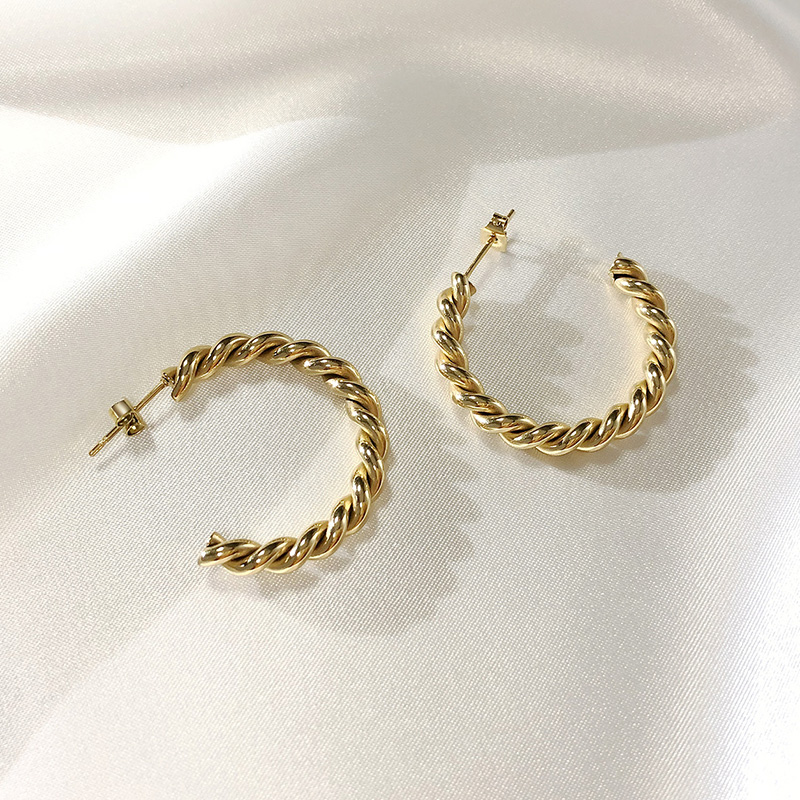 Vnox Khuyên Tai Tròn Mạ Vàng 14k Thời Trang Dành Cho Nữ