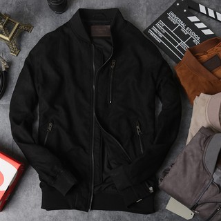 Áo khoác nam da lộn màu đen size m