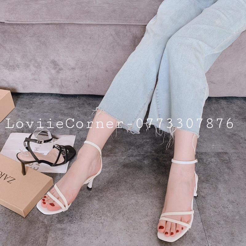 LOVIIECORNER - SANDAL CAO GÓT 7CM QUAI MẢNH - SANDAL QUAI MẢNH GÓT NHỌN 7P - SANDAL CAO GÓT ĐẾ VUÔNG - SANDAL NỮ G210121